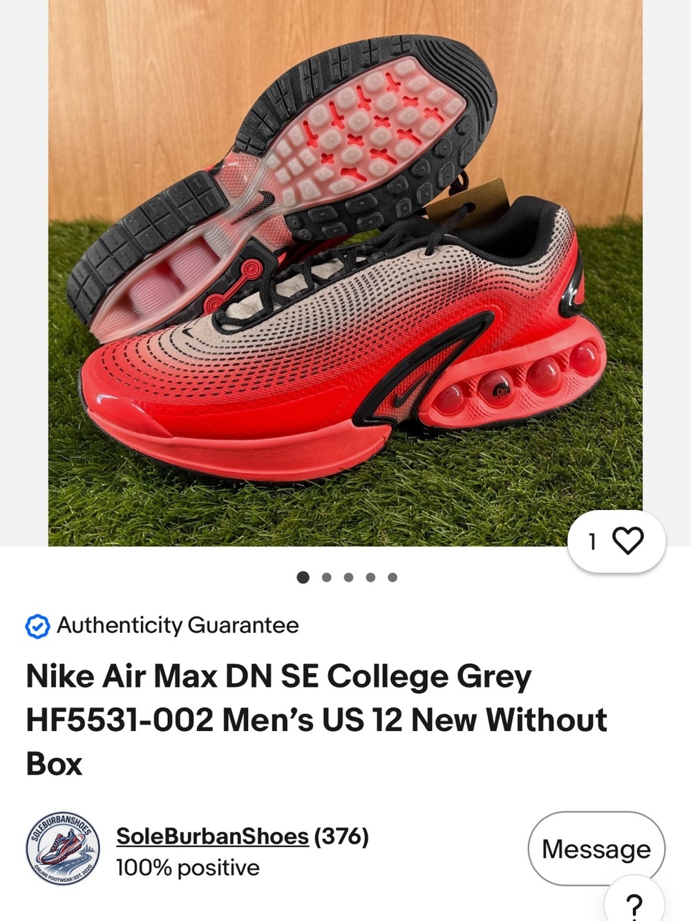 Nike Red and Gray Gradient Air Max DN SE Running Shoes